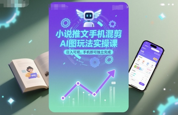 小说推文手机混剪AI图玩法实操课，日入可观，手机即可独立完成-百货大全
