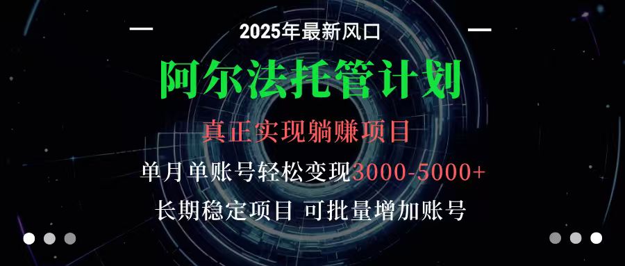 阿尔法托管计划 单账号月入3000-5000，长期稳定项目，新手小白轻松上手-百货大全