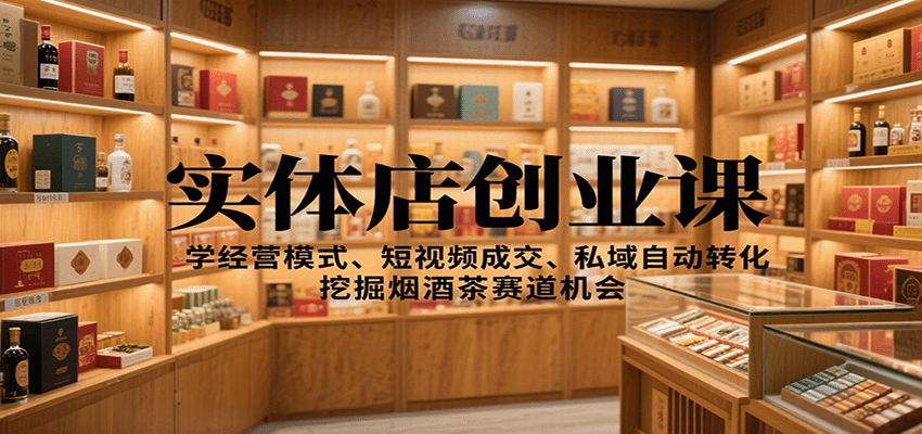 实体店创业课：学经营模式、短视频成交、私域自动转化，挖掘烟酒茶赛道机会-百货大全