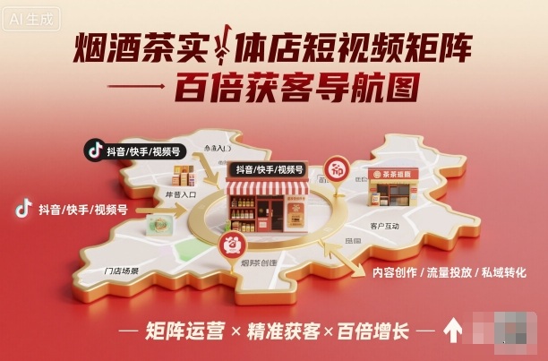 烟酒茶实体店短视频矩阵百倍获客导航图-百货大全