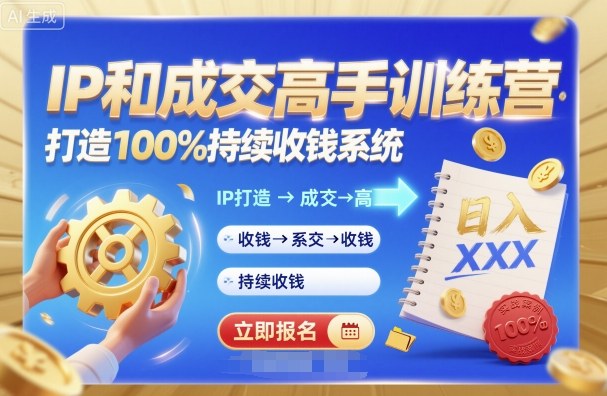 带你成为IP和成交高手的训练营，打造100%持续收钱系统-百货大全