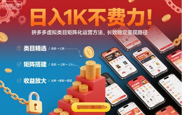 日入1K不费力！拼多多虚拟类目矩阵化运营方法，长效稳定变现路径-百货大全