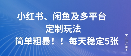 小红书、闲鱼及多平台定制玩法简单粗暴！每天稳定5张-百货大全