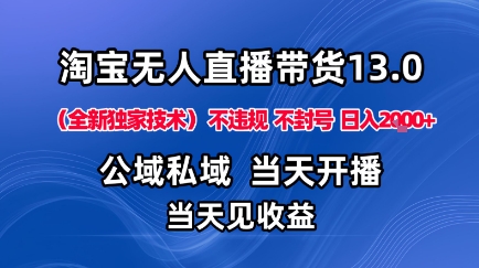 淘宝无人直播13.0，公域私域技术，不封号，不违规布局下半年旺季赛道，日入1K+(独家技术)【揭秘】-百货大全