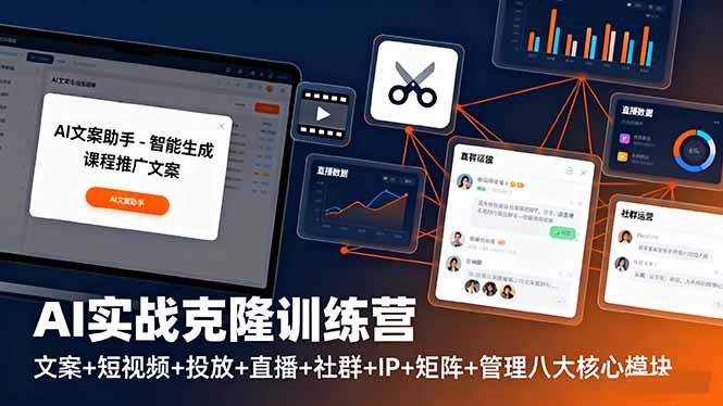 AI实战克隆训练营：文案+短视频+投放+直播+社群+IP+矩阵+管理八大核心模块-百货大全