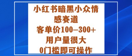 小红书暗黑小众情感赛道，客单价100-300+用户量很大，0门槛即可操作-百货大全