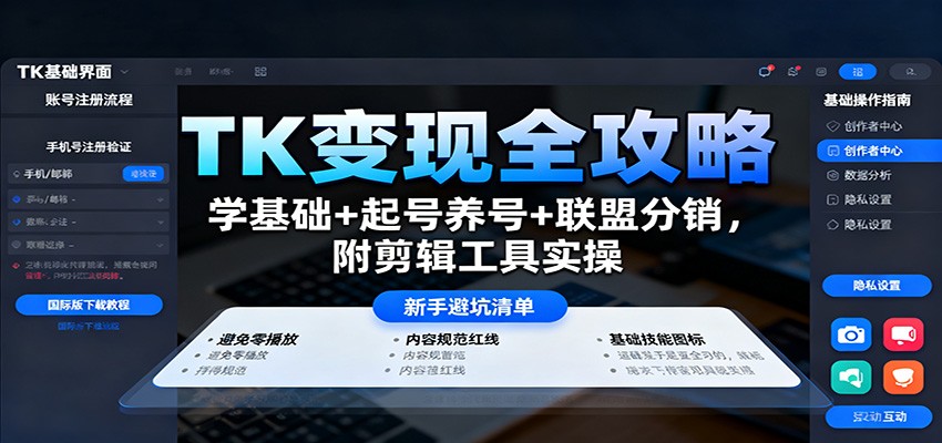 TK变现全攻略：学基础+起号养号+联盟分销，附剪辑工具实操-百货大全
