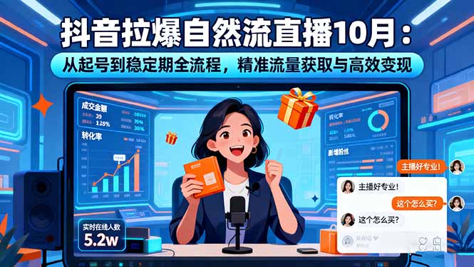 抖音拉爆自然流直播10月：从起号到稳定期全流程，精准流量获取与高效变现-百货大全