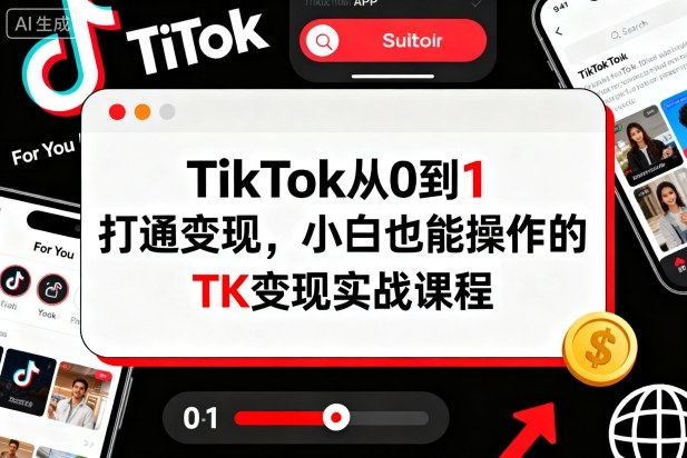TikTok从0到1打通变现，小白也能操作的TK变现实战课程-百货大全