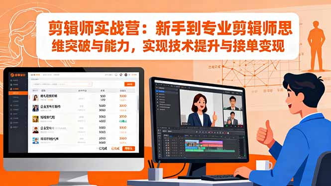 剪辑师实战营：新手到专业剪辑师思维突破与能力，实现技术提升与接单变现-百货大全