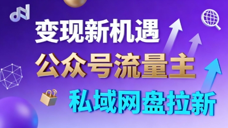 公众号流量主+私域网盘拉新，多方式变现，简单易上手，当天就有收益-百货大全