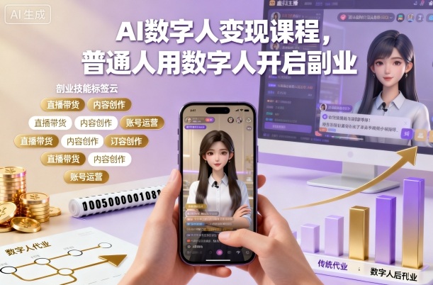 AI数字人变现课程，普通人用数字人开启副业-百货大全