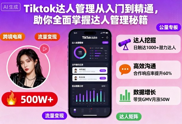 Tiktok达人管理从入门到精通，助你全面掌握达人管理秘籍-百货大全