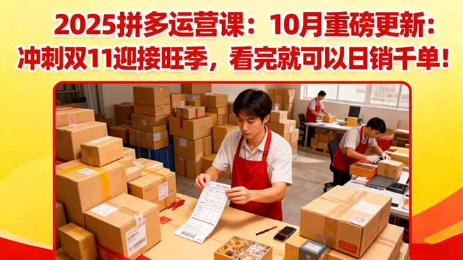 2025拼多多运营课：10月重磅更新：冲刺双11迎接旺季，看完就可以日销千单-百货大全