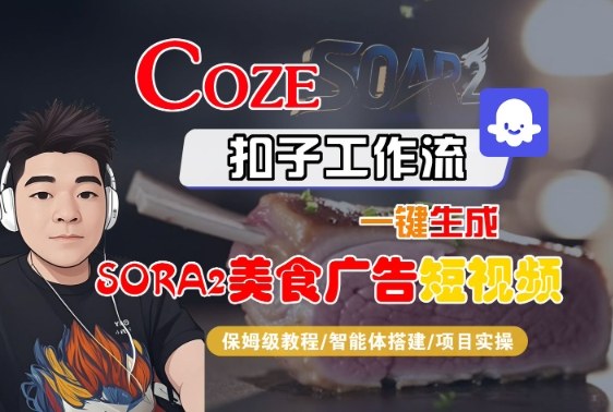 Coze扣子智能体工作流一键生成“SORA2美食广告“短视频，全流程保姆级教学-百货大全