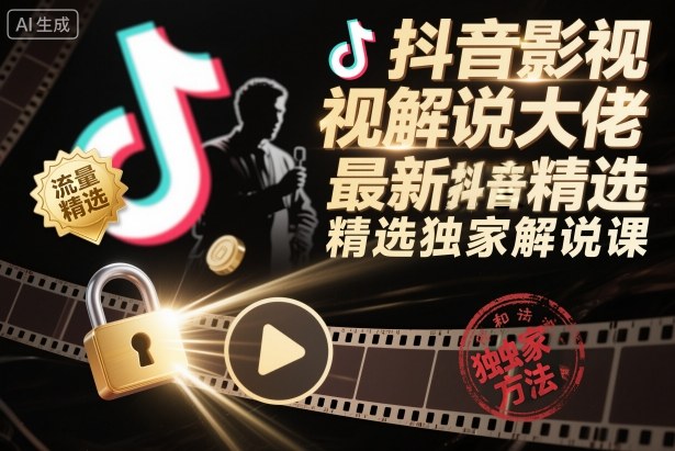 抖音影视解说大佬最新抖音进精选和独家方法，精选独家解说课-百货大全
