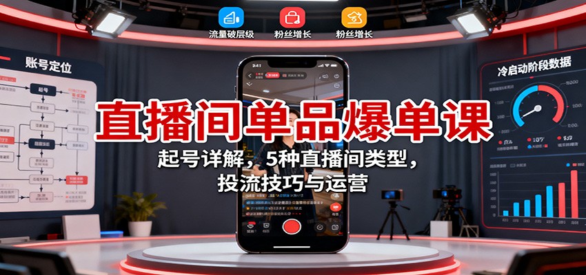 直播间单品爆单课：起号详解，5种直播间类型，投流技巧与运营-百货大全