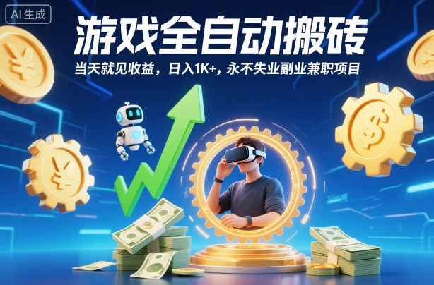 游戏全自动搬砖，当天就见收益，日入1K+，永不失业副业兼职项目【揭秘】-百货大全