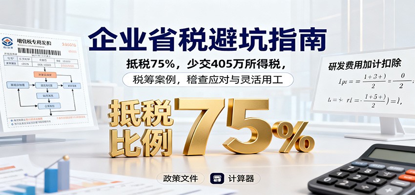 企业省税避坑指南：抵税75%，少交405万所得税，税筹案例，稽查应对与灵活用工-百货大全