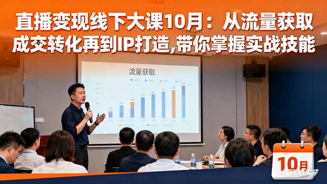 直播变现线下大课10月：从流量获取到成交转化再到IP打造,带你掌握实战技能-百货大全