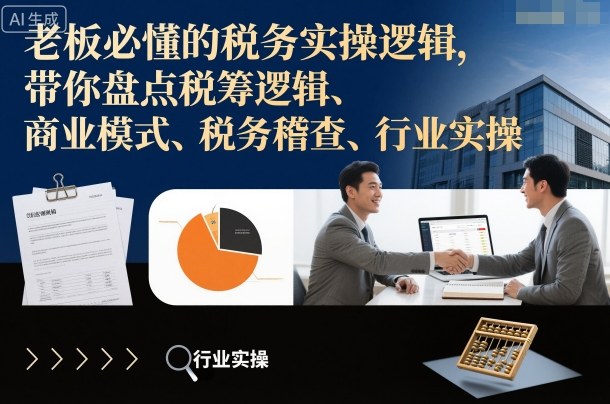 老板必懂的税务实操逻辑，带你盘点税筹逻辑、商业模式、税务稽查、行业实操-百货大全
