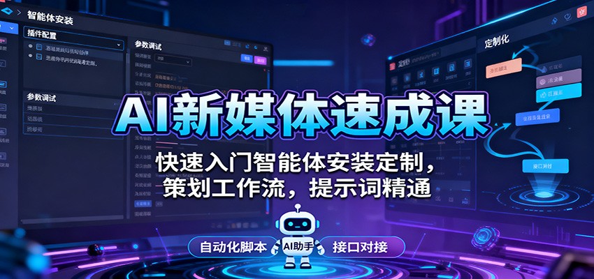 AI新媒体速成课：快速入门智能体安装定制，策划工作流，提示词精通-百货大全