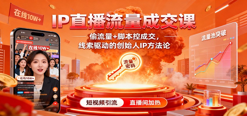 IP直播流量成交课：偷流量+脚本控成交，线索驱动的创始人IP方法论-百货大全