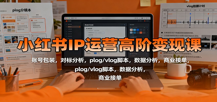 小红书IP运营高阶变现课：账号包装，对标分析，plog/vlog脚本，数据分析，商业接单-百货大全