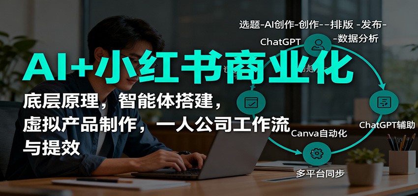 AI+小红书商业化，底层原理，智能体搭建，虚拟产品制作，一人公司工作流与提效-百货大全