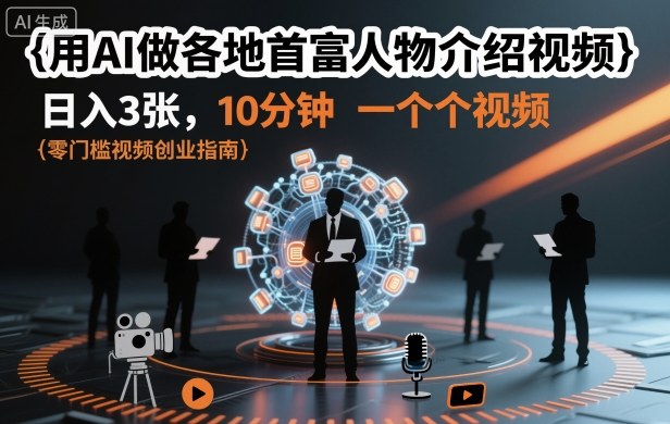 用AI做各地首富人物介绍视频，日入3张，10分钟一个视频-百货大全