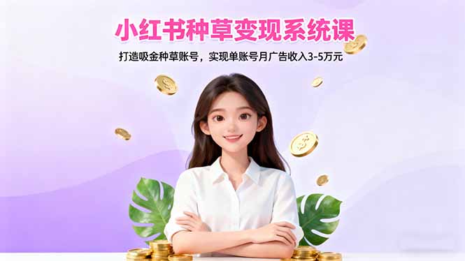 小红书种草变现系统课：打造吸金种草账号，实现单账号月广告收入3-5万元-百货大全