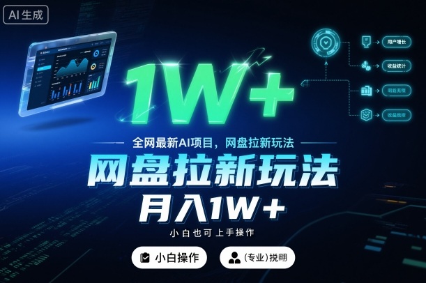 全网最新AI项目，网盘拉新玩法，小白也可上手操作，月入1W+【揭秘】-百货大全