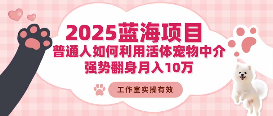 2025蓝海项目：普通人如何利用活体宠物中介，强势翻身月入10万-百货大全
