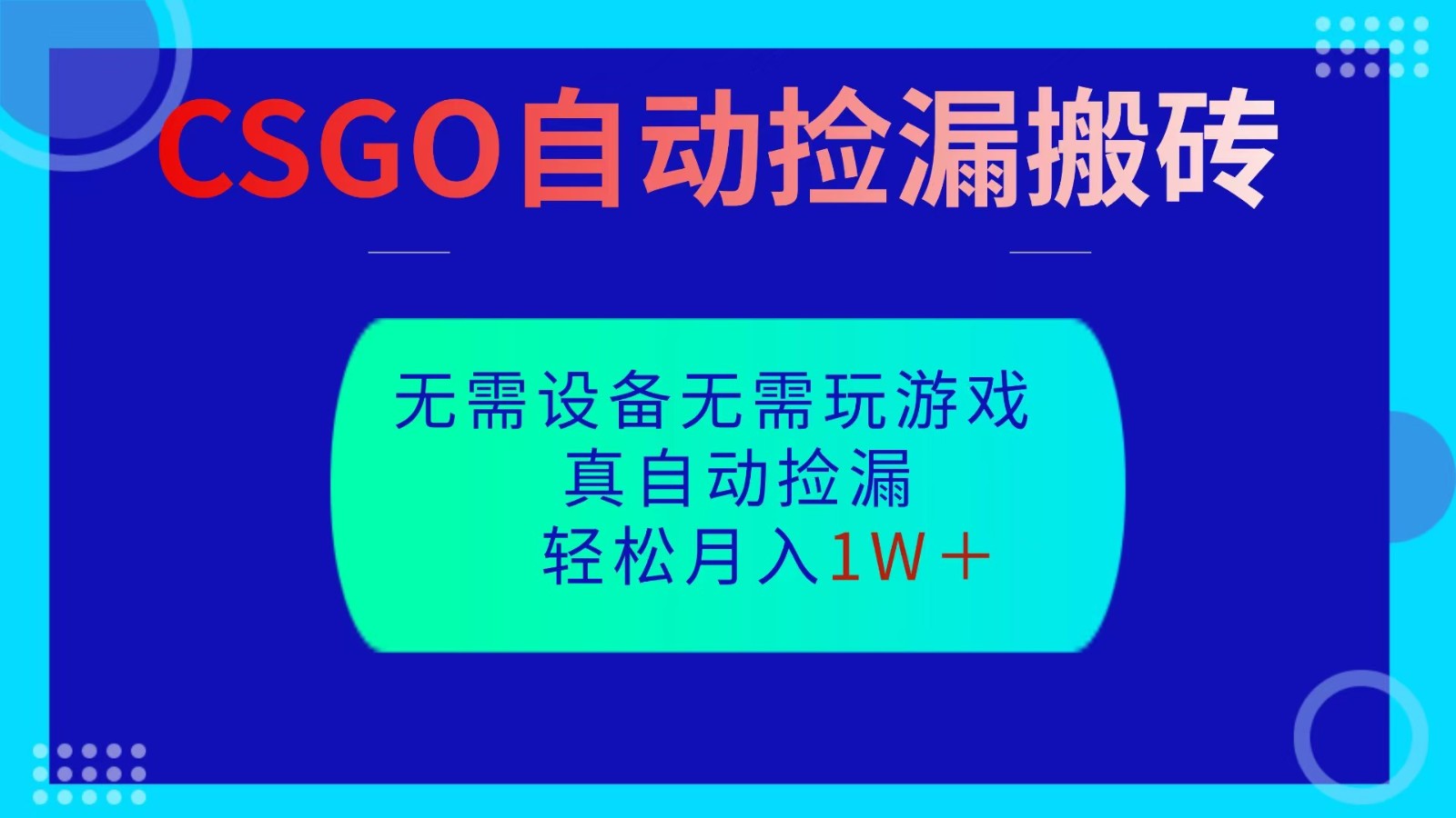 CSGO自动捡漏搬砖，当天操作当天见结果，无需了解游戏，包教包会包落地-百货大全