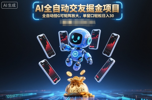 AI全自动交友掘金项目，全自动挂G可矩阵放大，单窗口轻松日入30+【揭秘】-百货大全