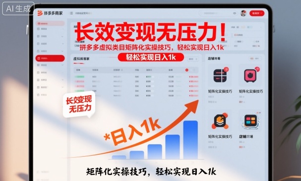长效变现无压力！拼多多虚拟类目矩阵化实操技巧，轻松实现日入1k【揭秘】-百货大全