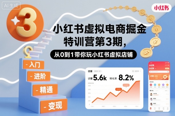 小红书虚拟电商掘金特训营第3期，从0到1带你玩小红书虚拟店铺-百货大全