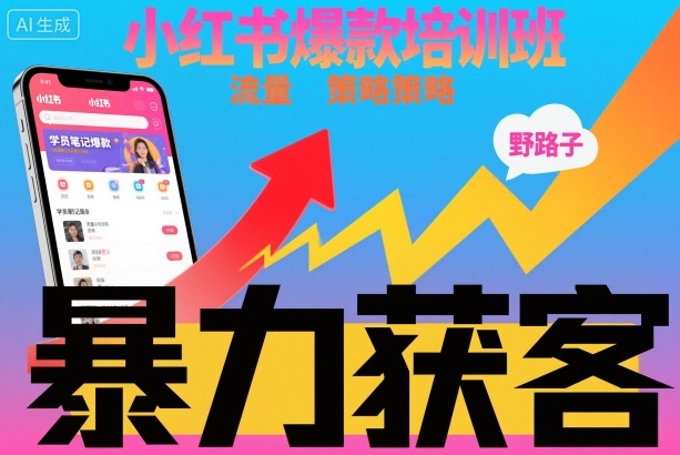 小红书爆款培训班，小红书获客野路子流量打法，暴力持续获客-百货大全