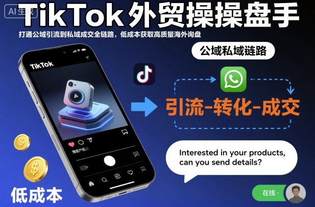 TikTok外贸操盘手，打通公域引流到私域成交全链路，低成本获取高质量海外询盘-百货大全