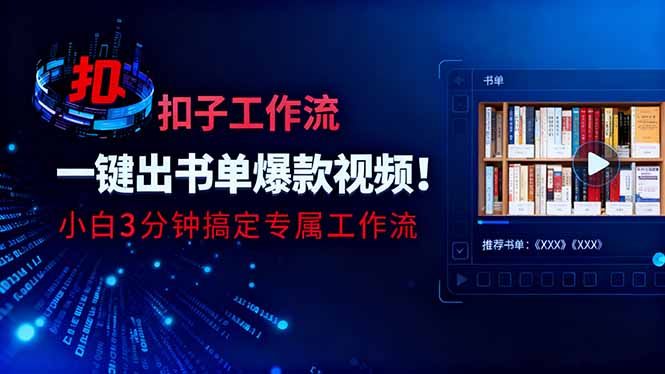 利用扣子工作流一键生成书单爆款视频，小白三分钟搞定专属工作流-百货大全