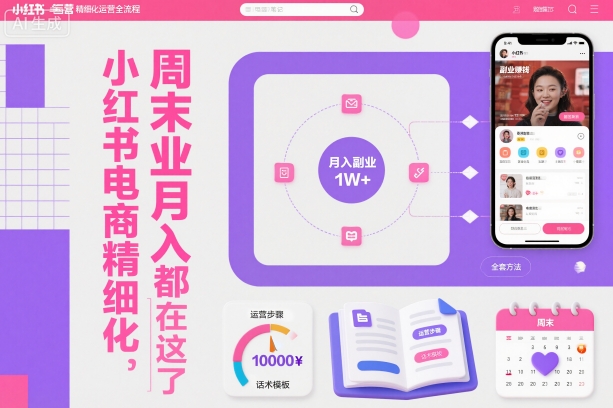 小红书电商精细化运营全流程，周末副业月入1W+，全套方法都在这了-百货大全