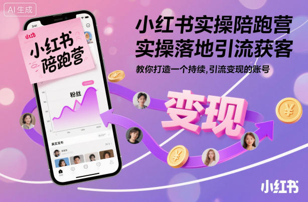 小红书实操陪跑营，实操落地引流获客，教你打造一个持续引流变现的账号-百货大全