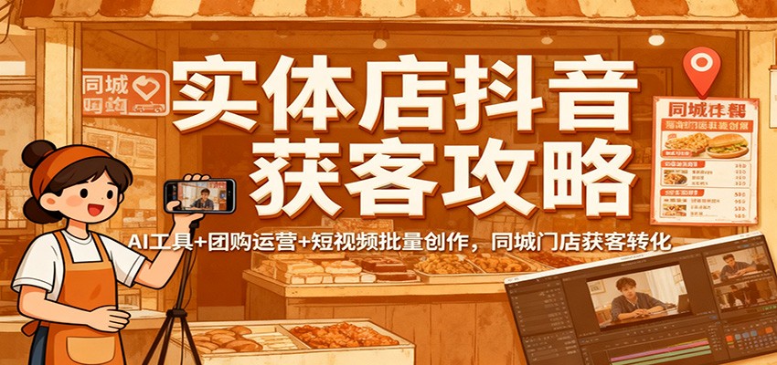 实体店抖音获客攻略：AI工具+团购运营+短视频批量创作，同城门店获客转化-百货大全