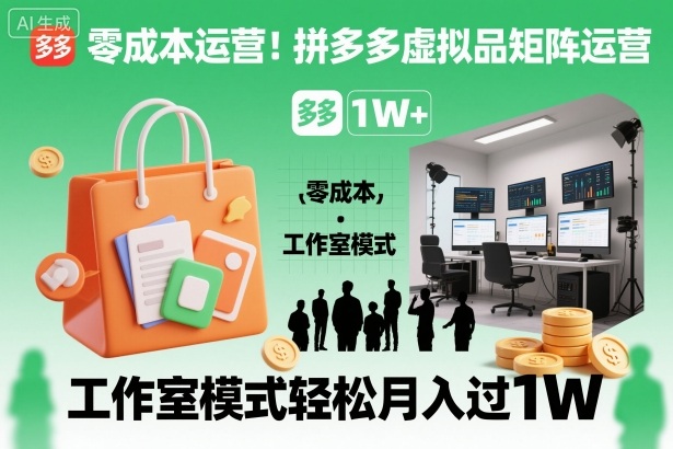 零成本运营！拼多多虚拟品矩阵运营，工作室模式轻松月入过1W-百货大全