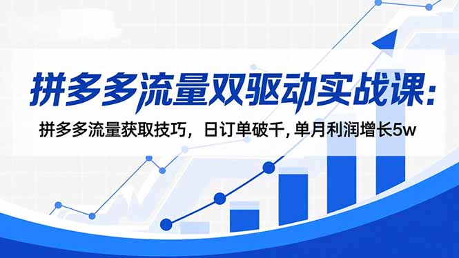 拼多多流量双驱动实战课：拼多多流量获取技巧，日订单破千,单月利润增长5w-百货大全