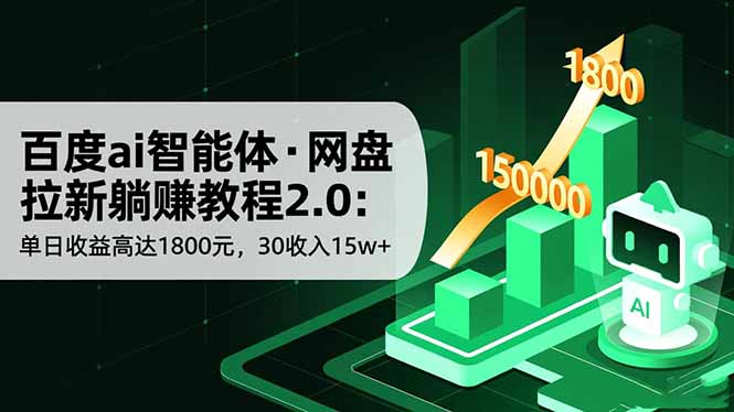 百度ai智能体·网盘拉新躺赚教程2.0：单日收益高达1800元，30收入15w+-百货大全