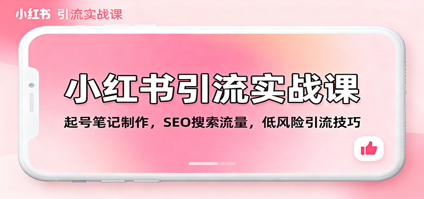 小红书引流实战课：起号笔记制作，SEO搜索流量，低风险引流技巧-百货大全
