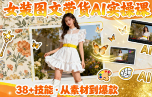 女装图文带货的AI实操课，覆盖38个实用技能，快速提升素材制作效率-百货大全