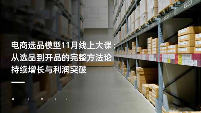 电商选品模型11月线上大课：从选品到开品的完整方法论 持续增长与利润突破-百货大全