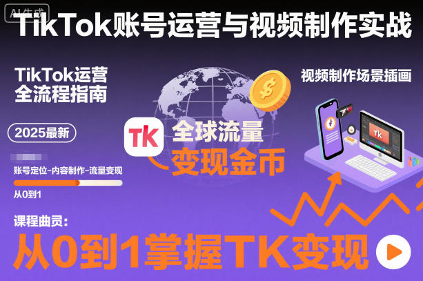 2025最新TikTok账号运营与视频制作实战全流程，从0到1掌握TK变现(含11月最新TK搬运技术)-百货大全